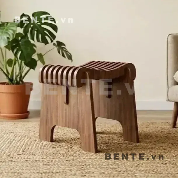 Ghế Đôn Gỗ Mặt Ngồi Nan Cong, Chân Tấm Khoét Vòm, Hông Liền Khung, Lắp Ráp Đơn Giản - G82514, ghế đôn gỗ mặt ngồi nan cong, ghế stool nan bo cong, ghế đôn chân tấm khoét vòm, ghế gỗ hông liền khung, ghế đôn không tựa lưng, ghế stool chân khoét vòm, ghế đôn phòng khách mặt nan, ghế đôn bàn trang điểm nan cong, ghế cafe ghế đôn khoét vòm, ghế gỗ lắp ghép nan cong