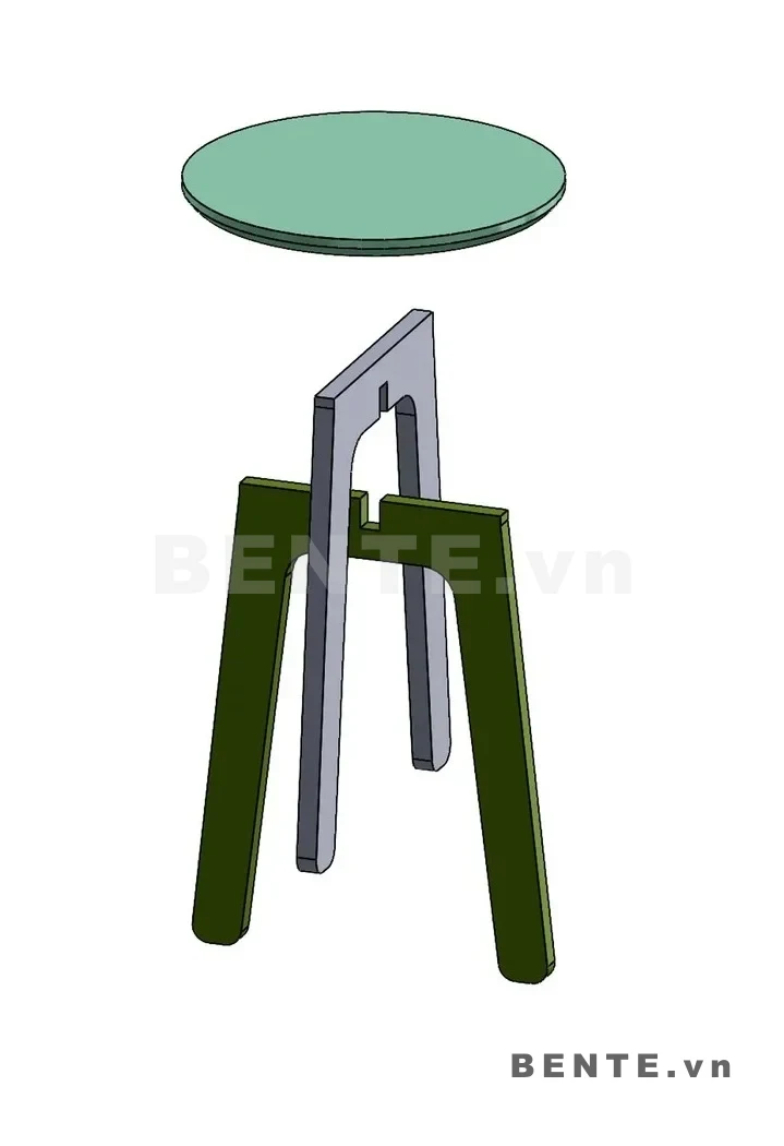 ảnh hướng dẫn lắp ráp, ghế đôn gỗ mặt tròn, ghế đôn 4 chân nghiêng