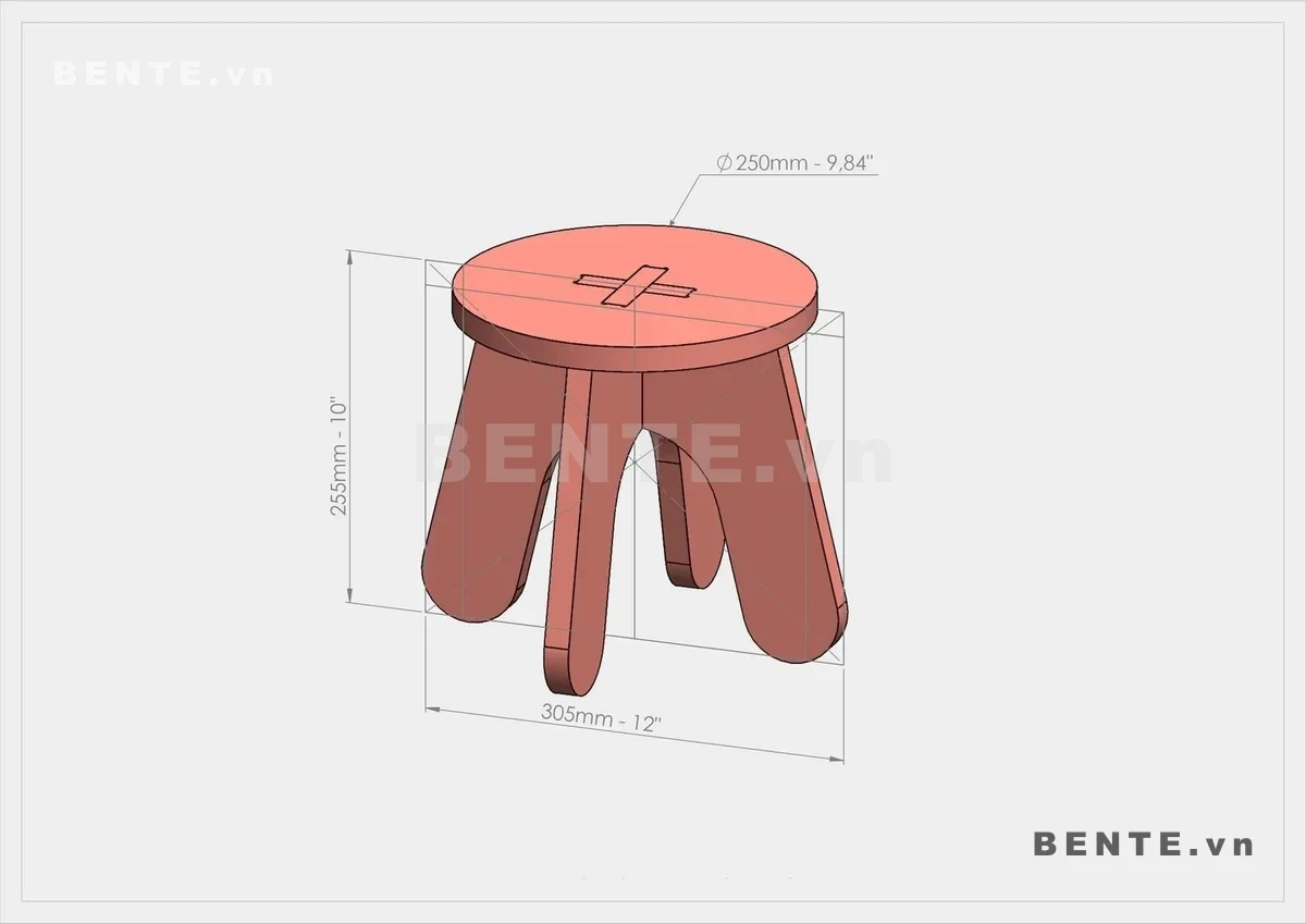 ảnh kích thước, ghế stool chân tấm cong, ghế gỗ khoét vòm