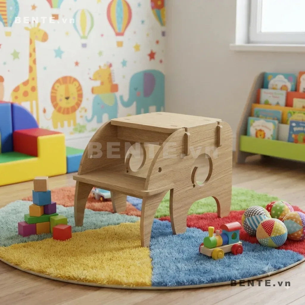 Ghế Đôn Gỗ Trẻ Em Hình Voi, Chân Khoét Vòm, Lắp Ráp Đơn Giản - G68421, ghế đôn trẻ em hình voi, ghế gỗ hình voi cho bé, ghế ngồi hình con voi, ghế đôn trẻ em chân khoét vòm, ghế voi có lỗ tròn, ghế trẻ em hông hình voi, ghế đôn gỗ cho bé, ghế trẻ em hình động vật, ghế ngồi hình voi lắp ráp, ghế đôn cho trẻ