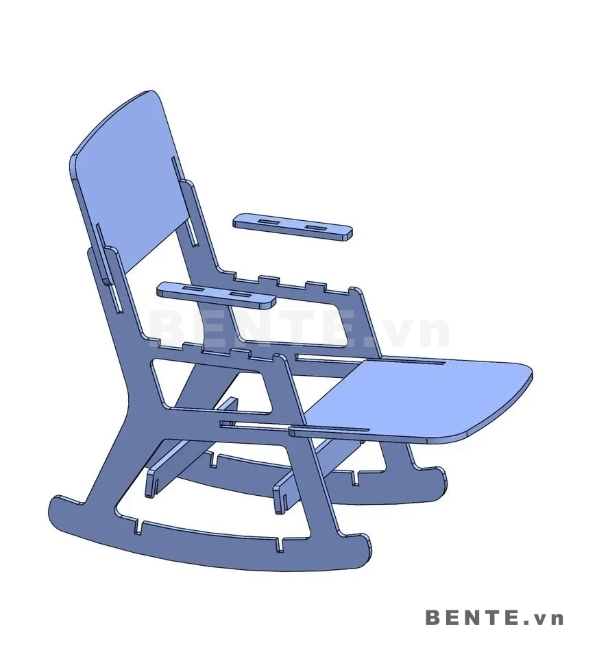 ảnh hướng dẫn lắp ráp, ghế gỗ bập bênh tựa lưng tấm cong, ghế bập bênh tay vịn khoét ô