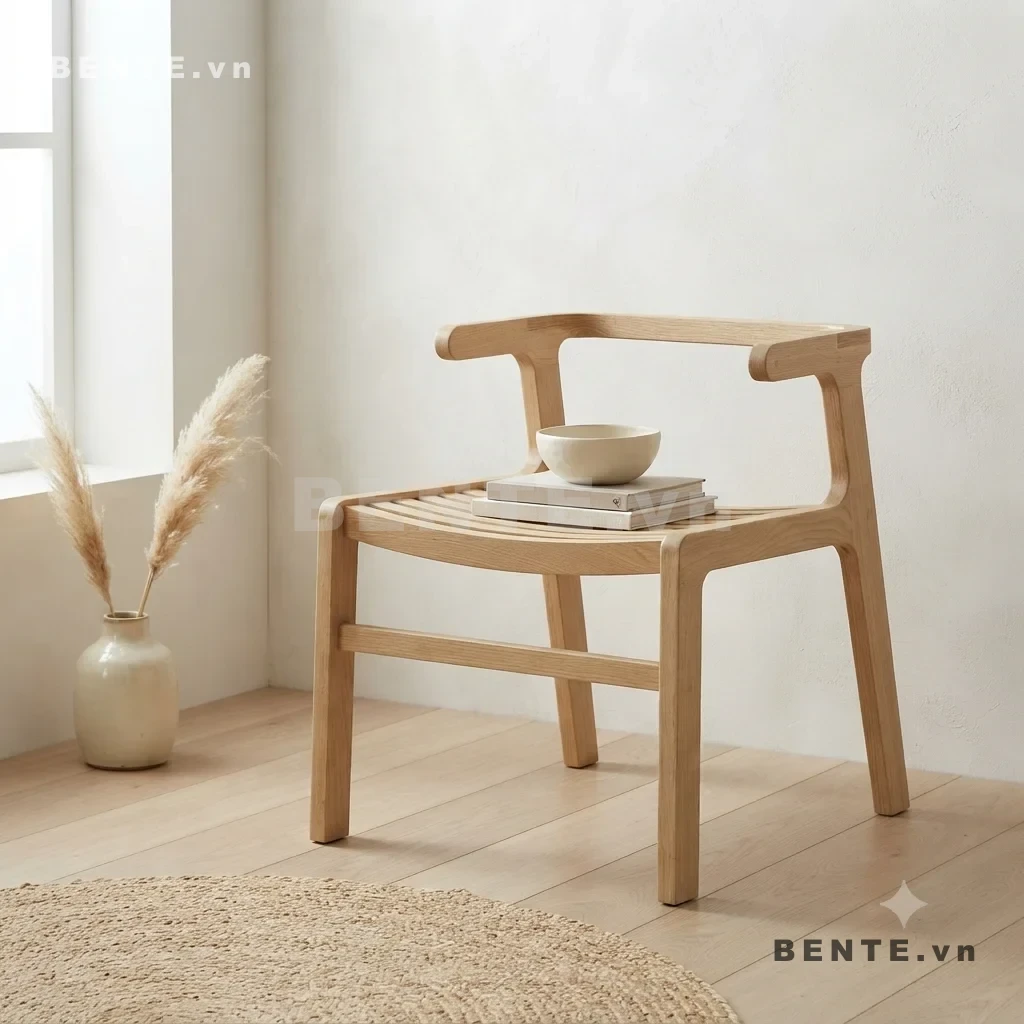 ghế gỗ mặt ngồi nan, ghế ăn tay vịn lưng hở