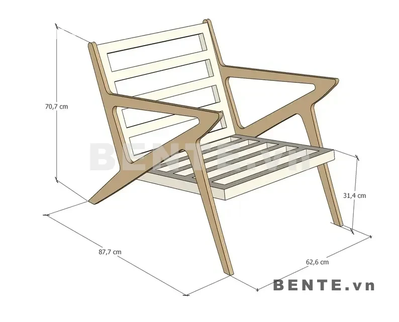 ảnh kích thước, ghế gỗ thư giãn có đệm