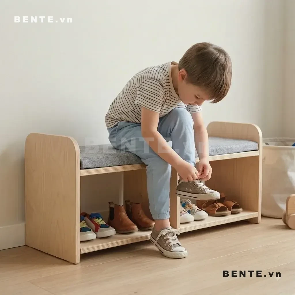 Ghế Băng Gỗ Trẻ Em Để Giày 2 Tầng, Kệ Giày Chia Khoang, Không Bao Gồm Đệm Lắp Ráp Đơn Giản - G72615, ghế băng trẻ em để giày, ghế ngồi thay giày cho bé, kệ giày trẻ em có ghế, ghế băng 2 tầng để giày, kệ giày Montessori có ghế, ghế ngồi để giày cho bé, kệ giày chia khoang cho bé, ghế băng trẻ em 2 tầng, kệ để giày có chỗ ngồi, ghế thay giày cho trẻ