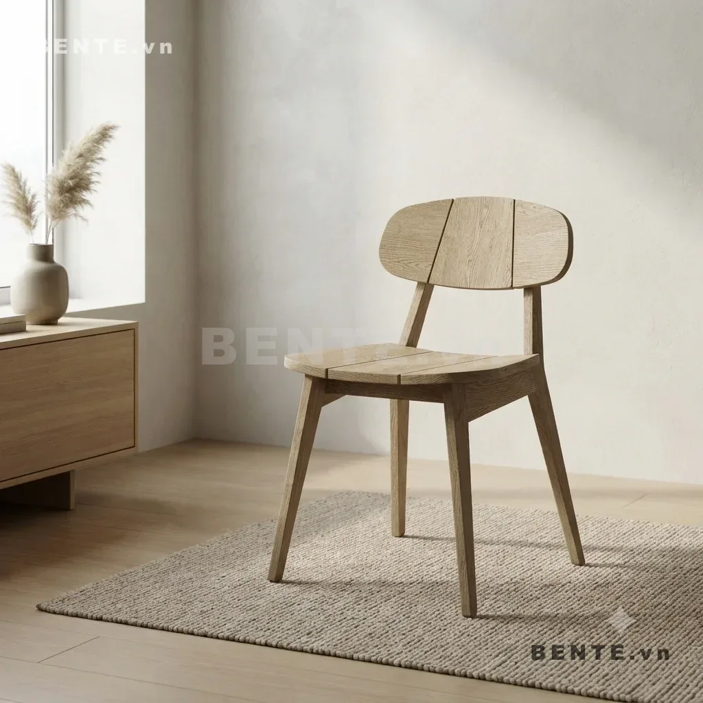 ghế gỗ tựa lưng bo tròn