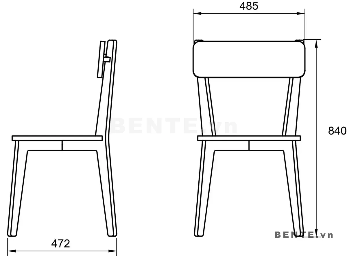 ảnh kích thước, ghế gỗ tựa lưng bản rộng bo góc, ghế gỗ tựa lưng khoảng hở