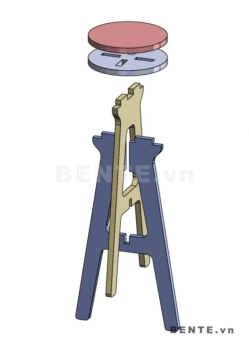 ảnh hướng dẫn lắp ráp, ghế quầy bar gỗ không tựa, ghế bar mặt ngồi tròn