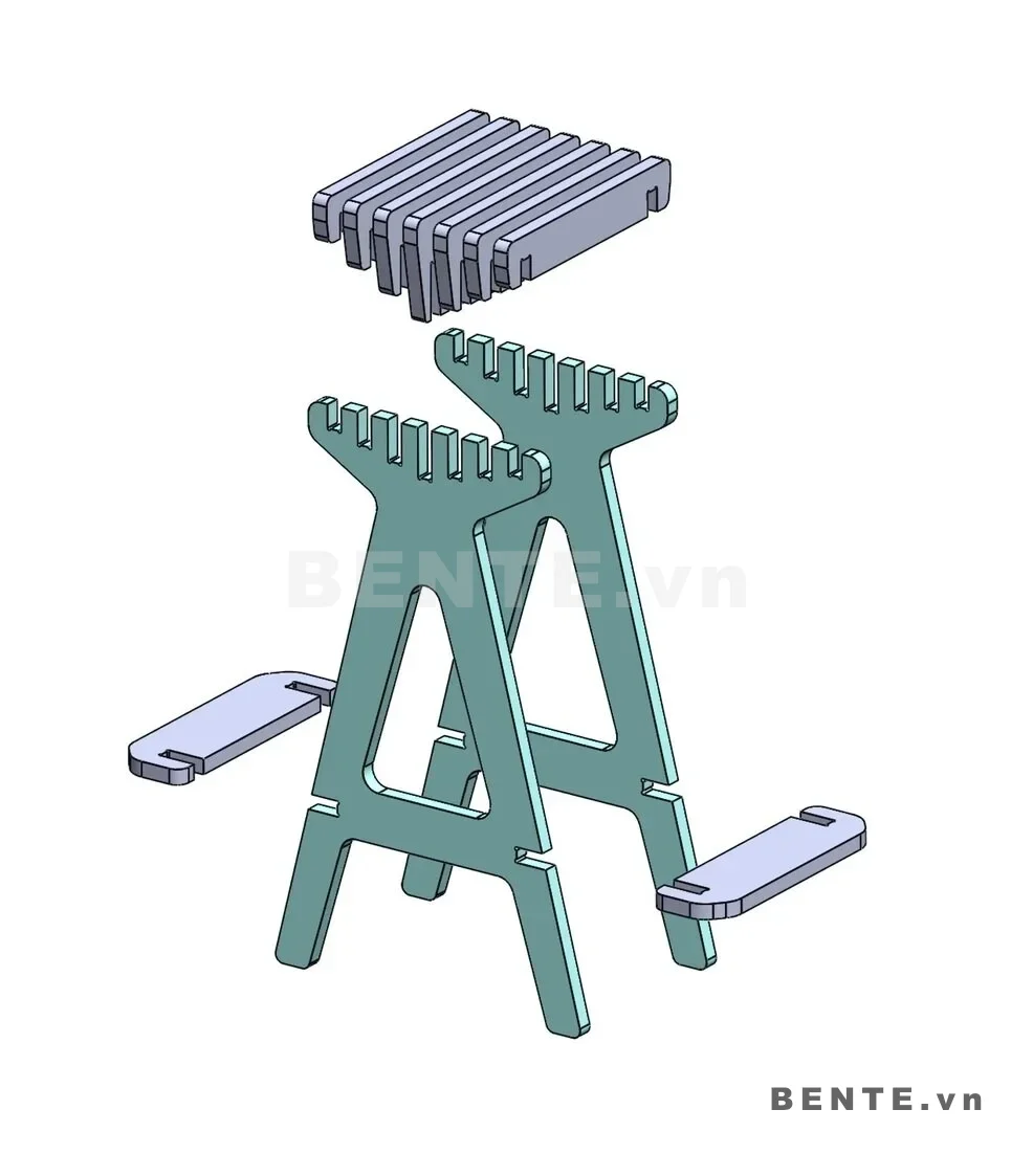 ảnh hướng dẫn lắp ráp, ghế quầy bar gỗ tựa lưng nan cong, ghế bar tựa lưng nan dọc