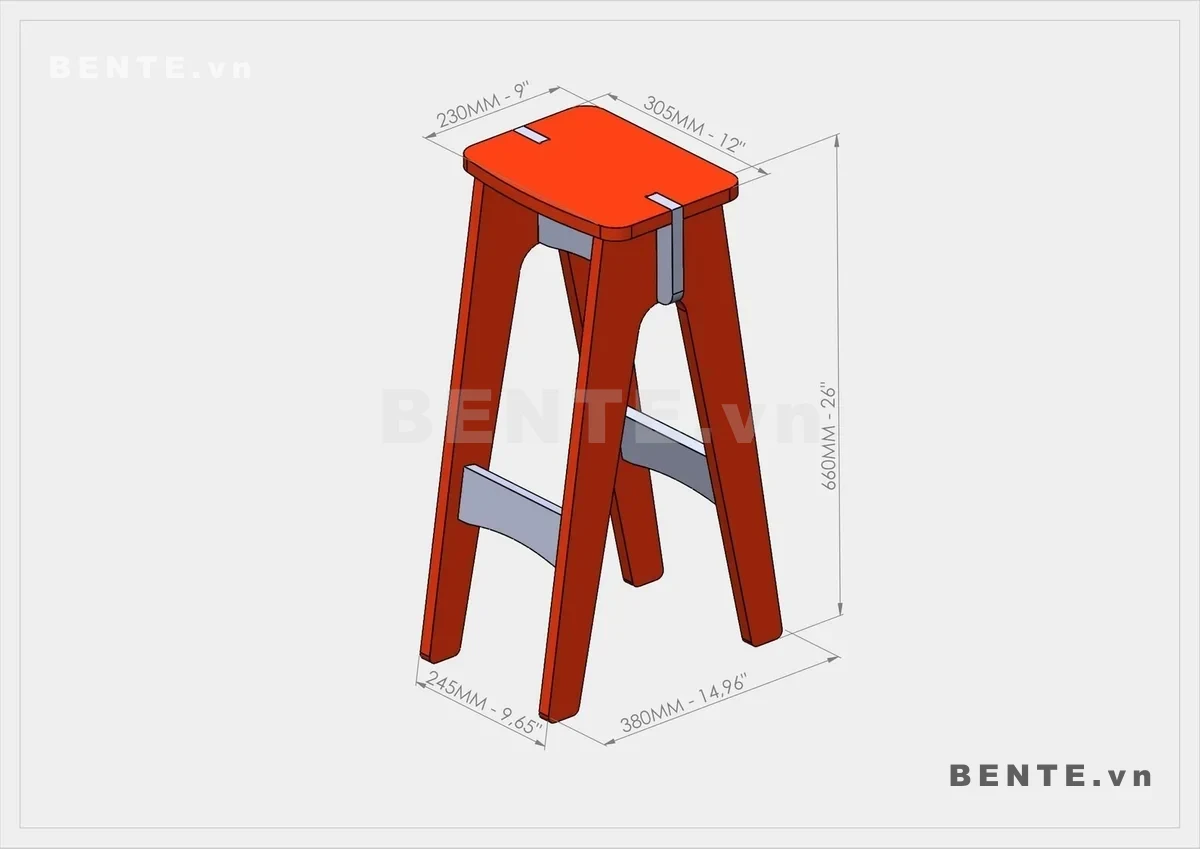 ảnh kích thước, ghế counter tựa lưng, ghế bar chân nghiêng