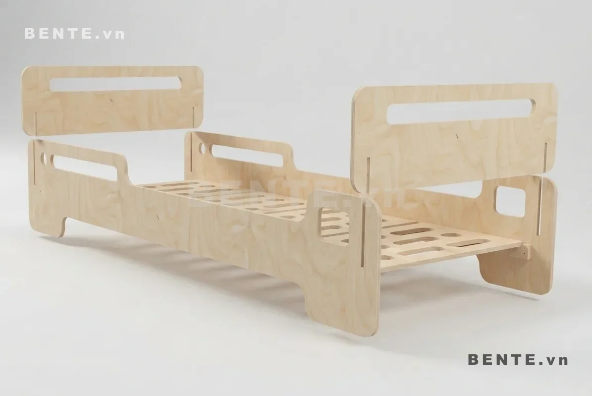 ảnh hướng dẫn lắp ráp, giường Montessori có lối vào khoét thấp