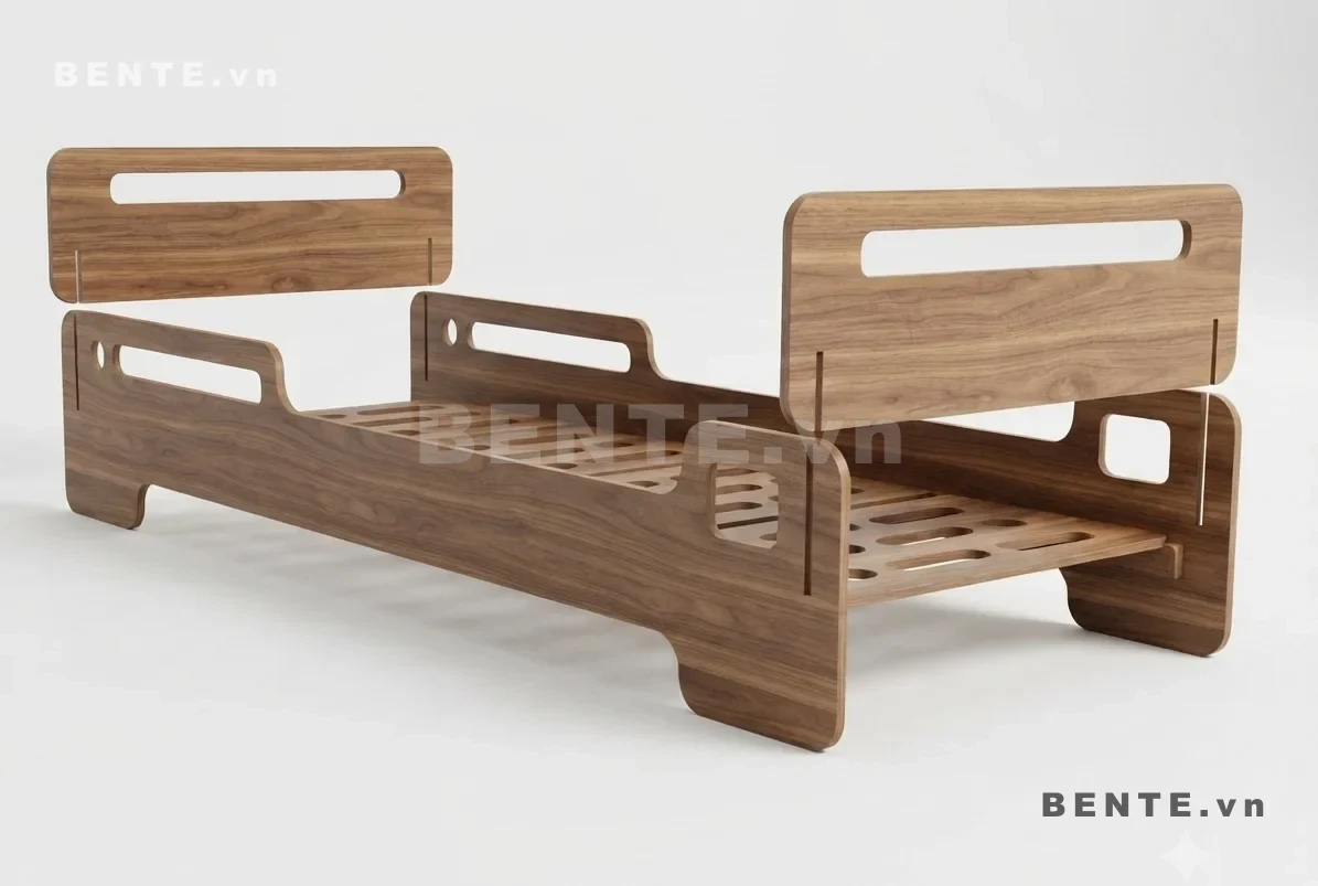 ảnh hướng dẫn lắp ráp, giường gỗ trẻ em Montessori