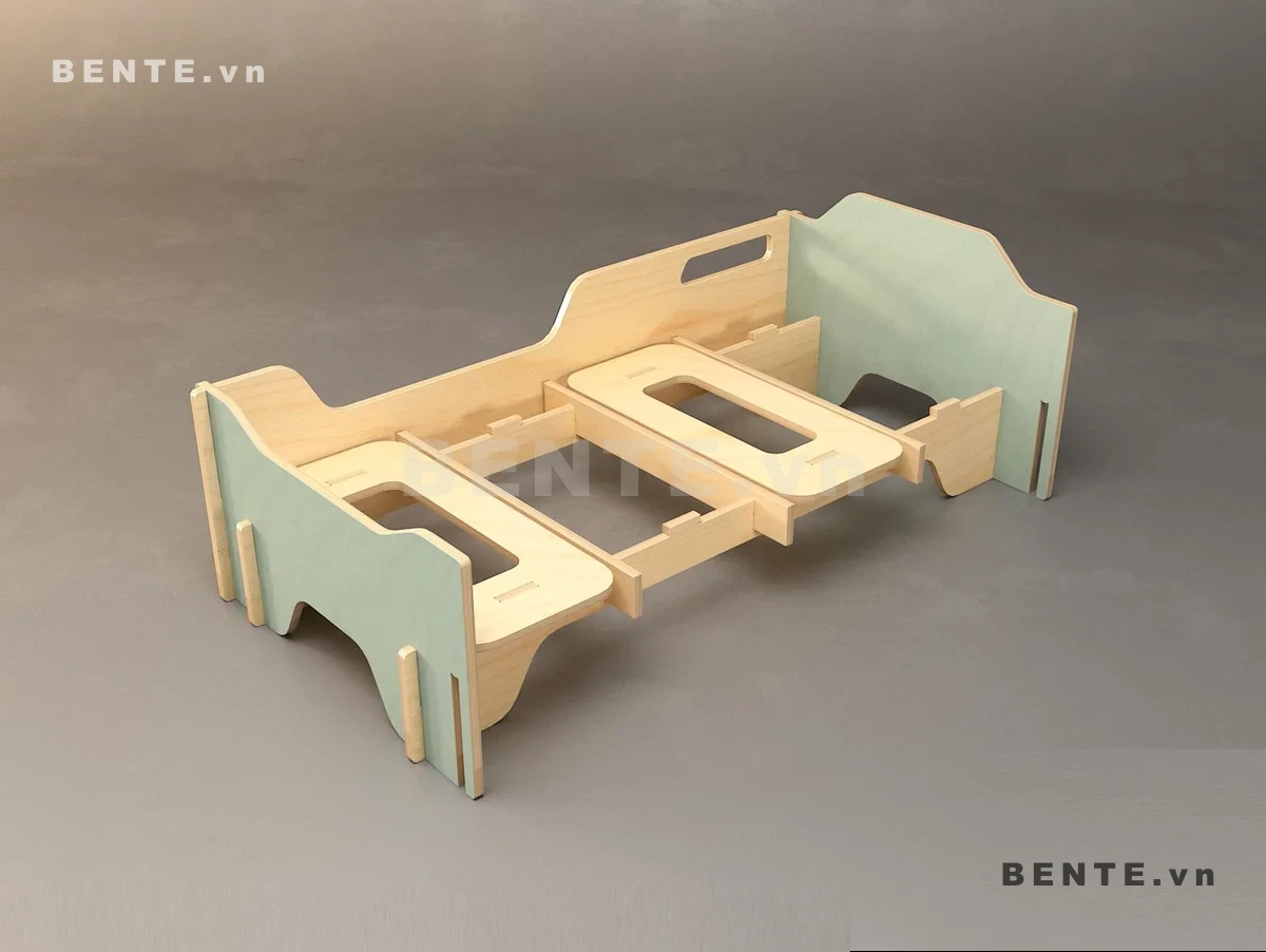 ảnh hướng dẫn lắp ráp, giường gỗ trẻ em Montessori, giường trẻ em thành giường lượn cong