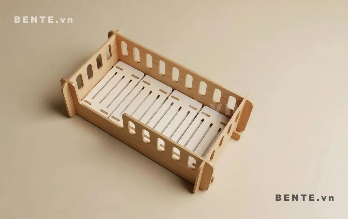 ảnh hướng dẫn lắp ráp, giường gỗ trẻ em Montessori quây bốn phía