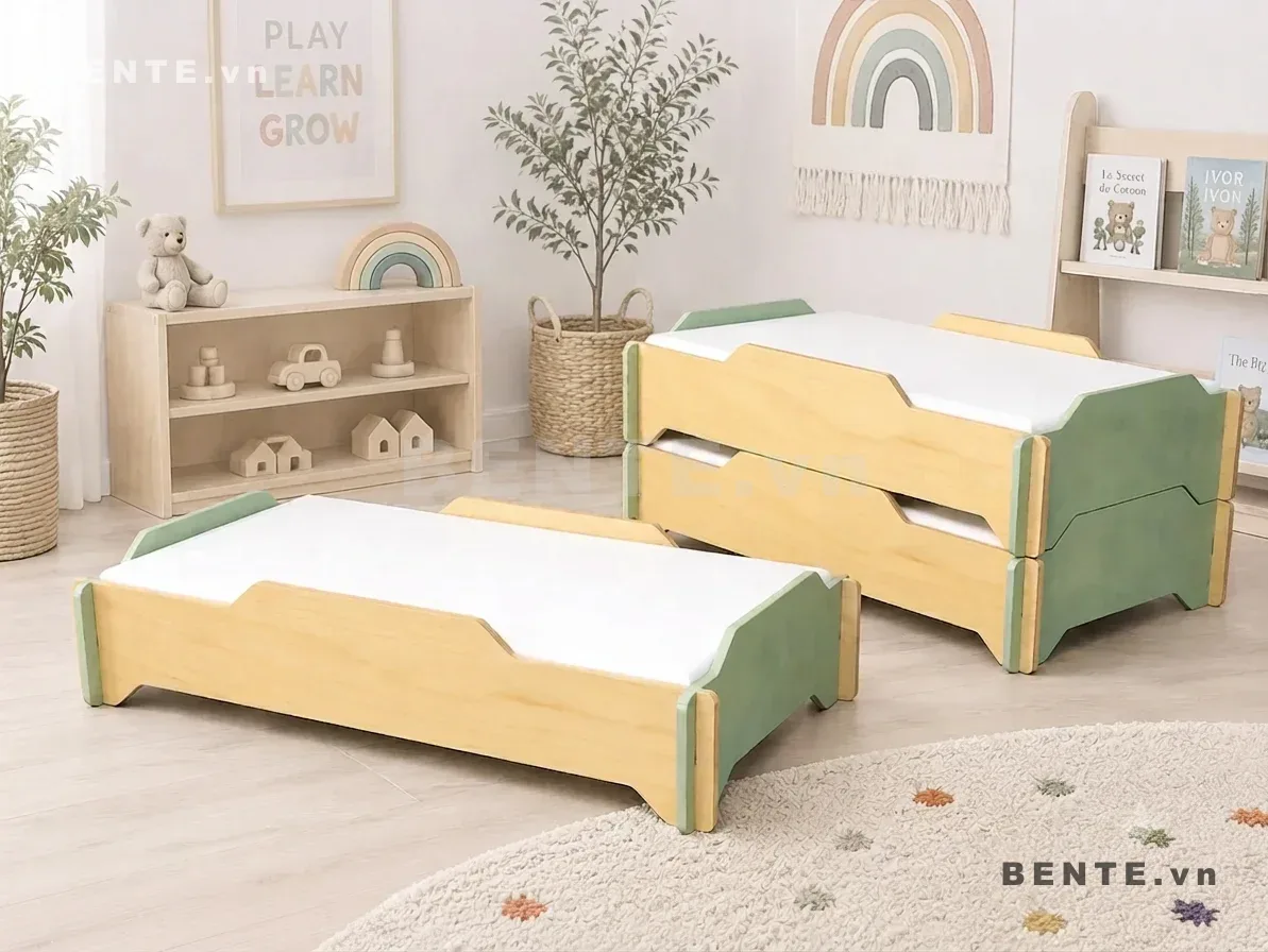 giường Montessori xếp chồng, giường ngủ thấp cho bé