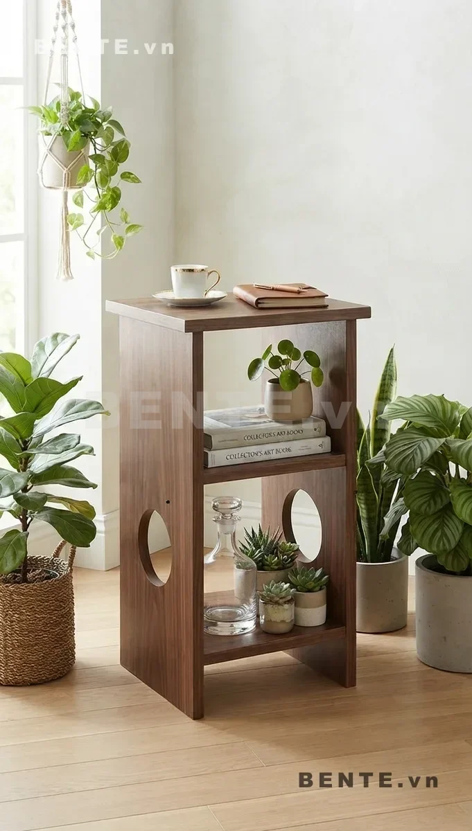 kệ đầu giường để đèn ngủ, kệ gỗ bàn phụ có ngăn mở