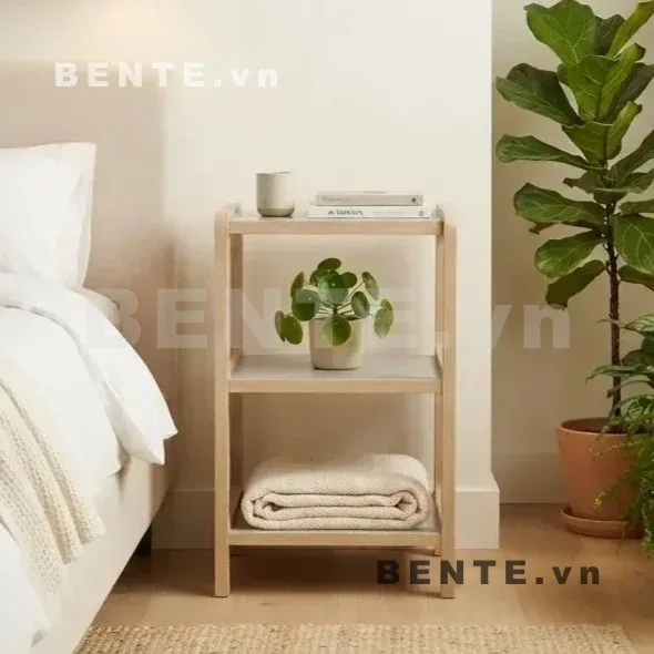 Kệ Đầu Giường Gỗ 3 Tầng, Lắp Ráp Đơn Giản - K91463, kệ đầu giường gỗ 3 tầng, kệ đầu giường mặt bàn phụ, kệ đầu giường 3 ngăn mở, kệ gỗ cạnh giường 3 tầng, kệ đầu giường 4 chân thẳng, bàn phụ cạnh giường nhiều tầng, kệ gỗ để đèn ngủ sách, kệ đầu giường để cây nhỏ, kệ lưu trữ cạnh giường, kệ gỗ lắp ráp 3 tầng