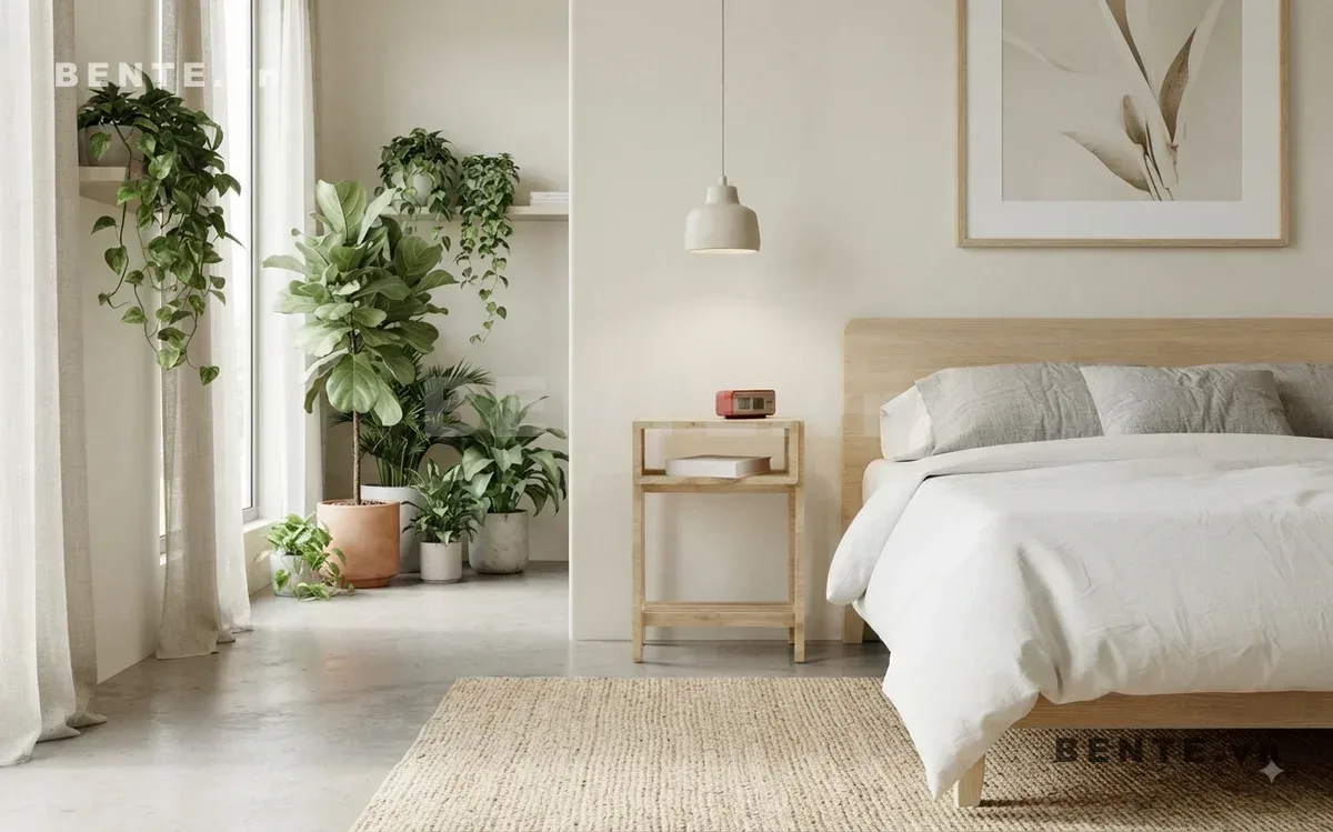 kệ đầu giường chân thẳng, bàn phụ cạnh giường có ngăn
