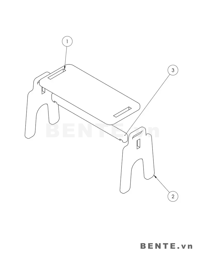 ảnh hướng dẫn lắp ráp, kệ gỗ 2 tầng khung khoét vòm, kệ trang trí tay cầm hai bên