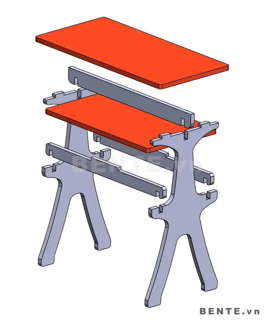 ảnh hướng dẫn lắp ráp, kệ gỗ 2 tầng khung hông uốn cong