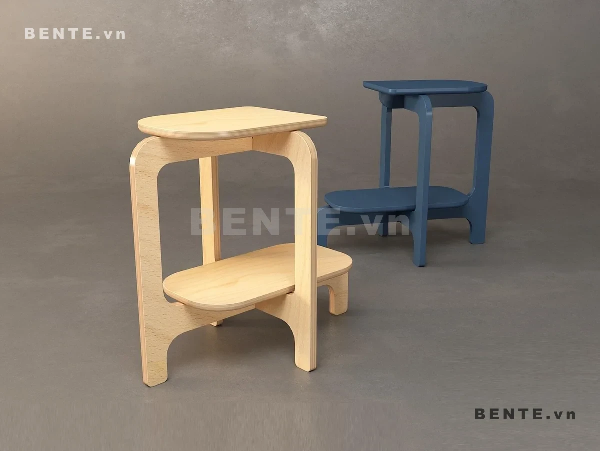 kệ decor khung cong bo góc, kệ gỗ lắp ráp 2 tầng