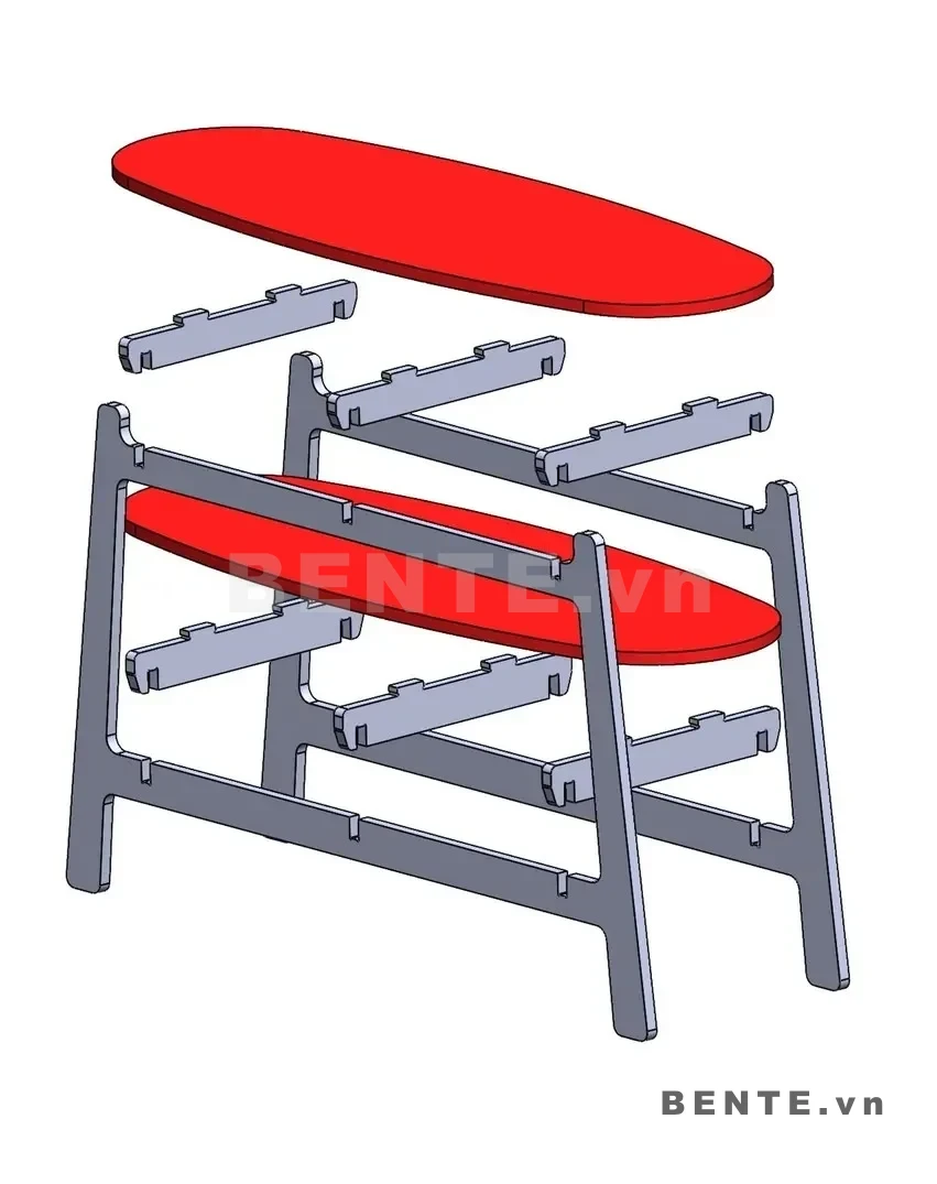 ảnh hướng dẫn lắp ráp, kệ gỗ 2 tầng khung khoét ô