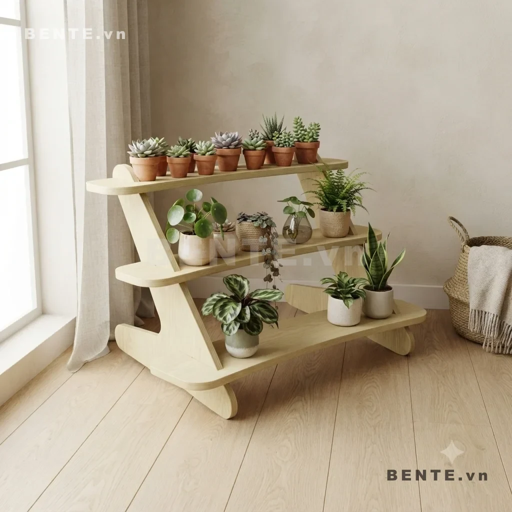 kệ trưng đồ 3 tầng khung mở, kệ sách 3 tầng chân cong