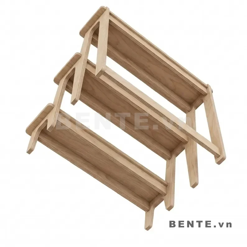 kệ gỗ bậc thang trưng đồ, kệ gỗ lắp ráp 3 tầng
