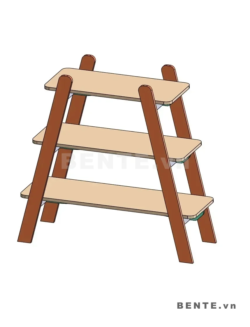 ảnh hướng dẫn lắp ráp, kệ gỗ 3 tầng dáng chữ A, kệ gỗ chân nghiêng xòe