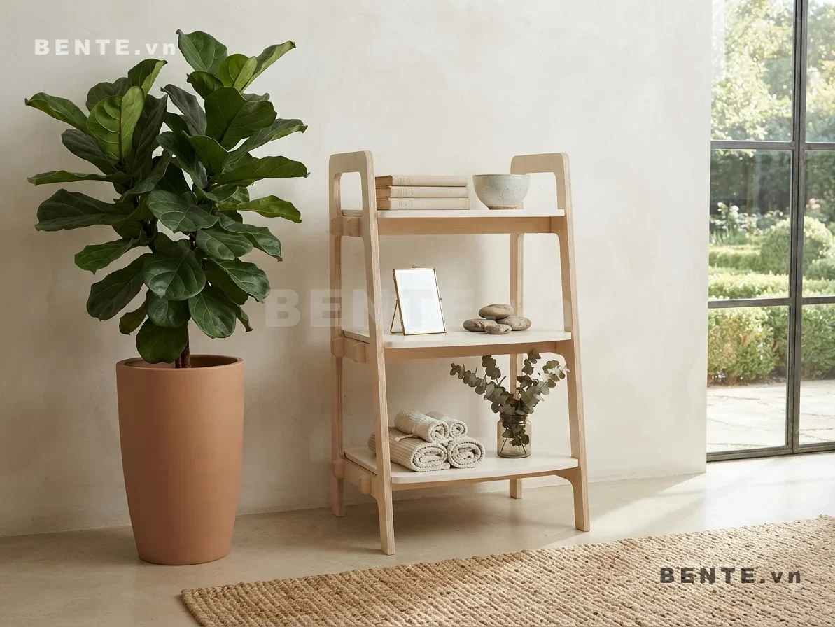 kệ decor tầng mở, kệ gỗ lắp ráp 3 tầng