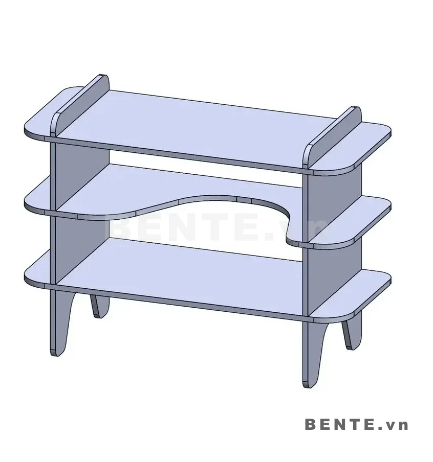 ảnh hướng dẫn lắp ráp, kệ gỗ 3 tầng mặt bo cong, kệ gỗ tầng so le
