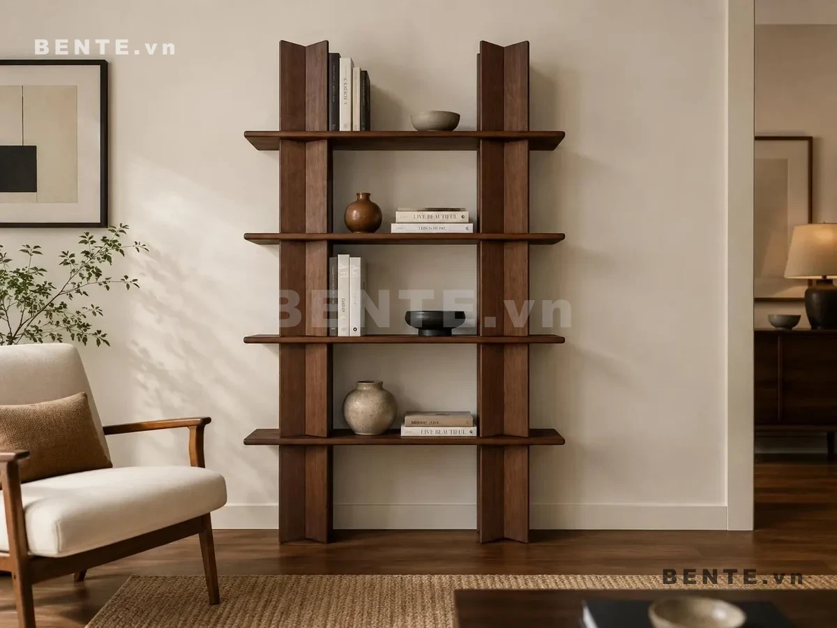 kệ gỗ 4 tầng trụ đứng nhô cao