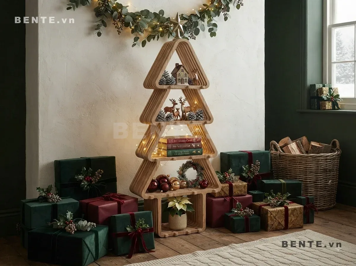 kệ trưng đồ hình cây thông, kệ Noel để quà