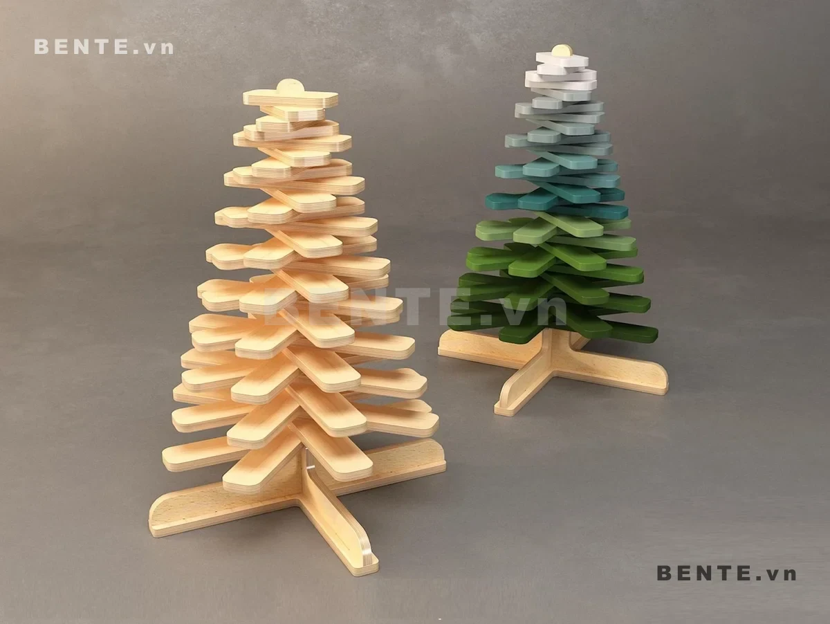 kệ decor dạng cây thông, kệ gỗ cây thông lắp ráp