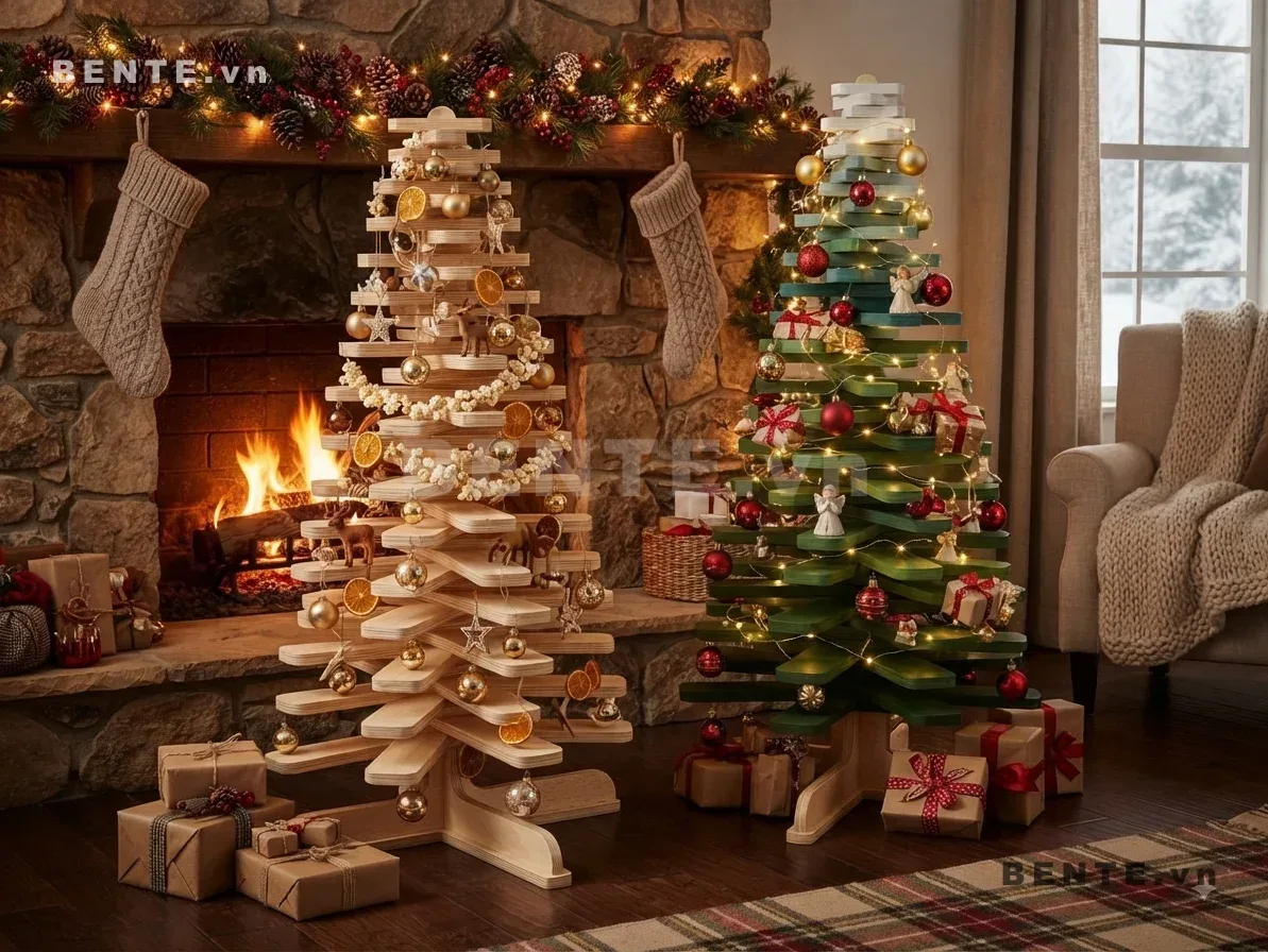kệ Noel trụ giữa, kệ cây thông chân xòe