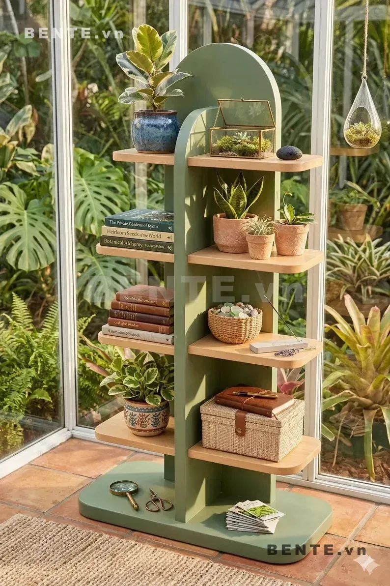 kệ decor khung cong, kệ gỗ lắp ráp nhiều tầng