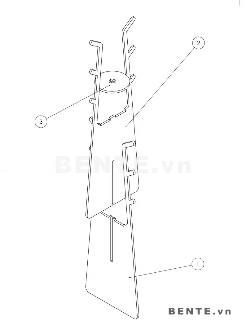 ảnh hướng dẫn lắp ráp, kệ gỗ treo đồ nhiều móc, kệ treo áo khoác nhiều nhánh