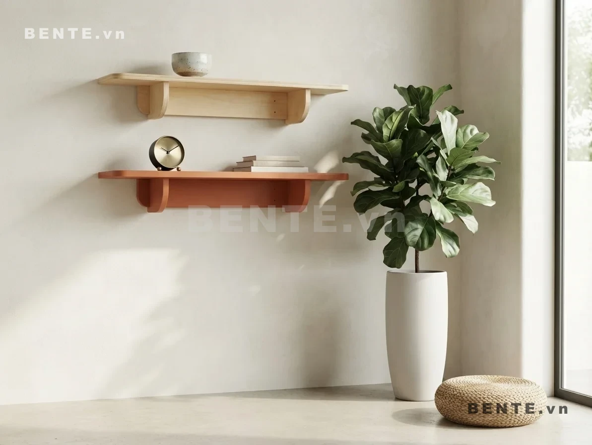 kệ gỗ để đồ nhỏ treo tường, kệ tường lắp ráp 1 tầng