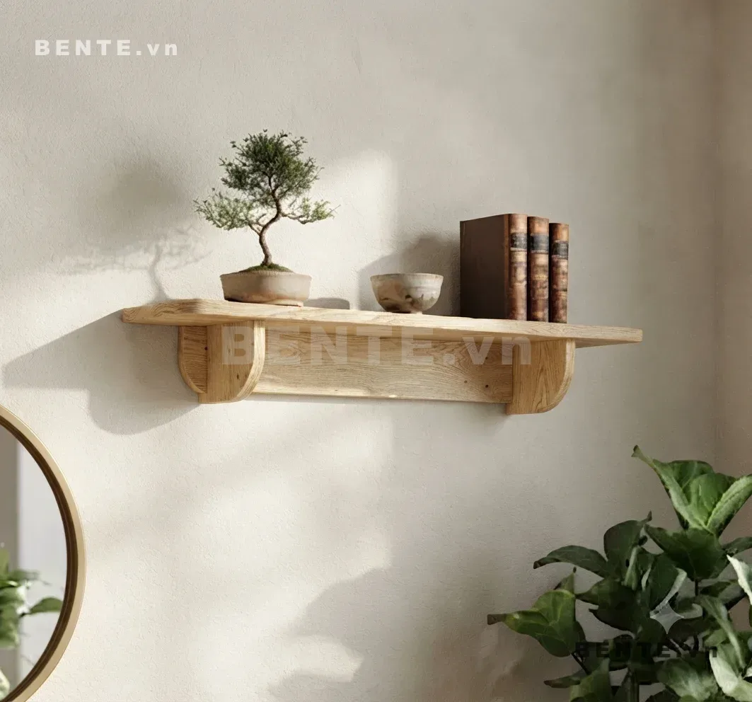 kệ sách treo tường 1 tầng, kệ trang trí mặt dài