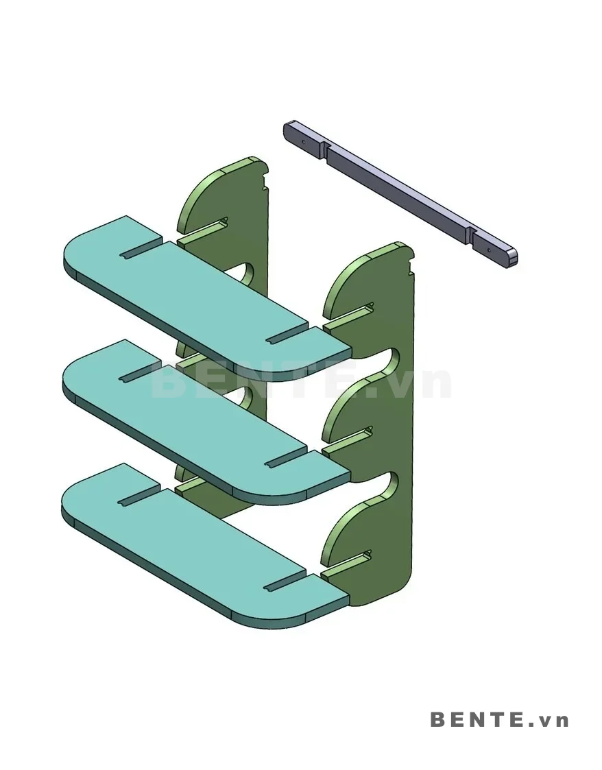 ảnh hướng dẫn lắp ráp, kệ gỗ treo tường 3 tầng hông cong dạng sóng, kệ treo tường mặt kệ nhô hai bên