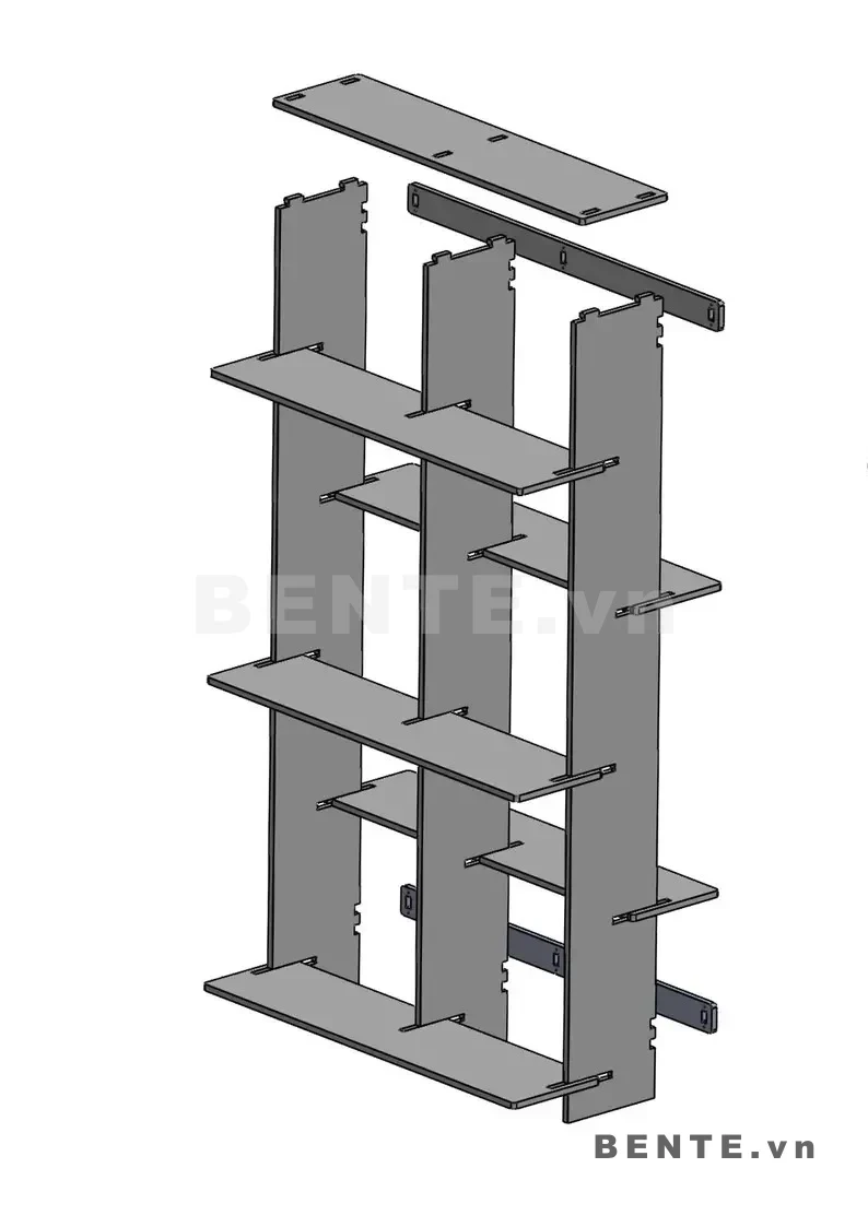 ảnh hướng dẫn lắp ráp, kệ sách gỗ 5 tầng 2 khối, kệ sách 2 khối 2 khoang