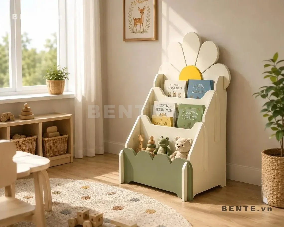 kệ sách Montessori hình hoa