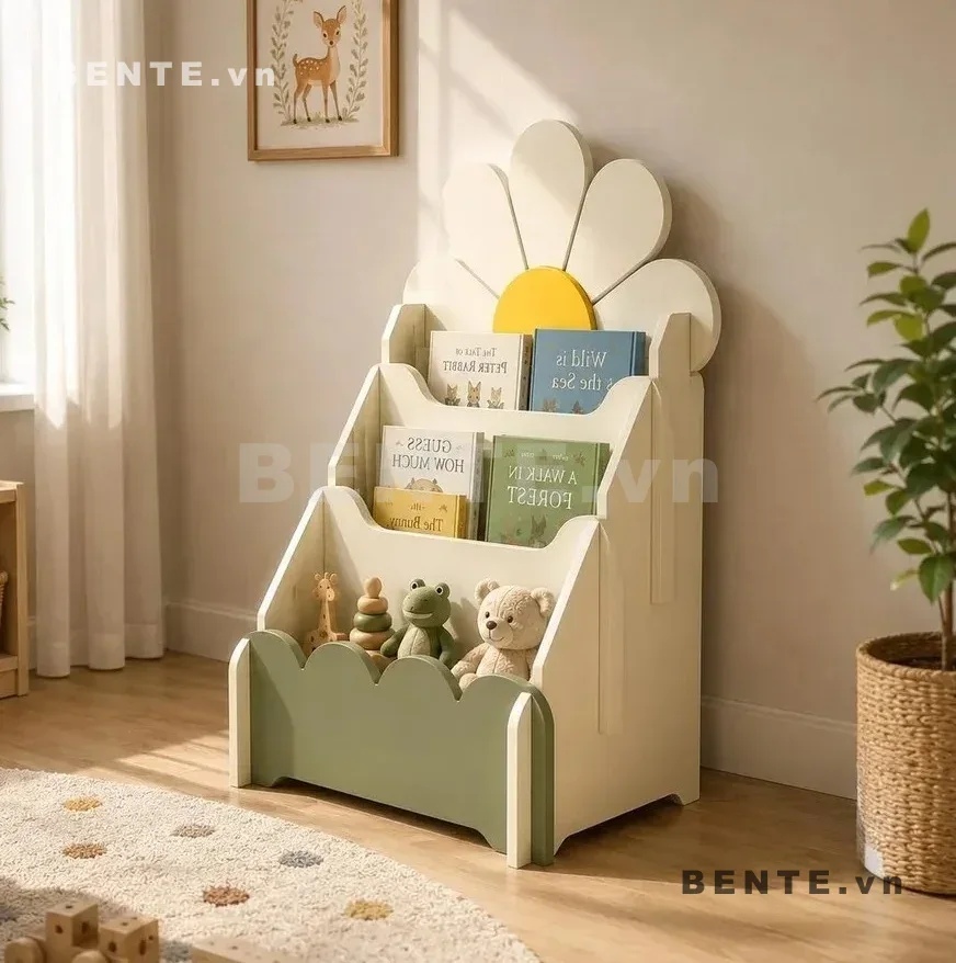 kệ sách bé vách lượn sóng