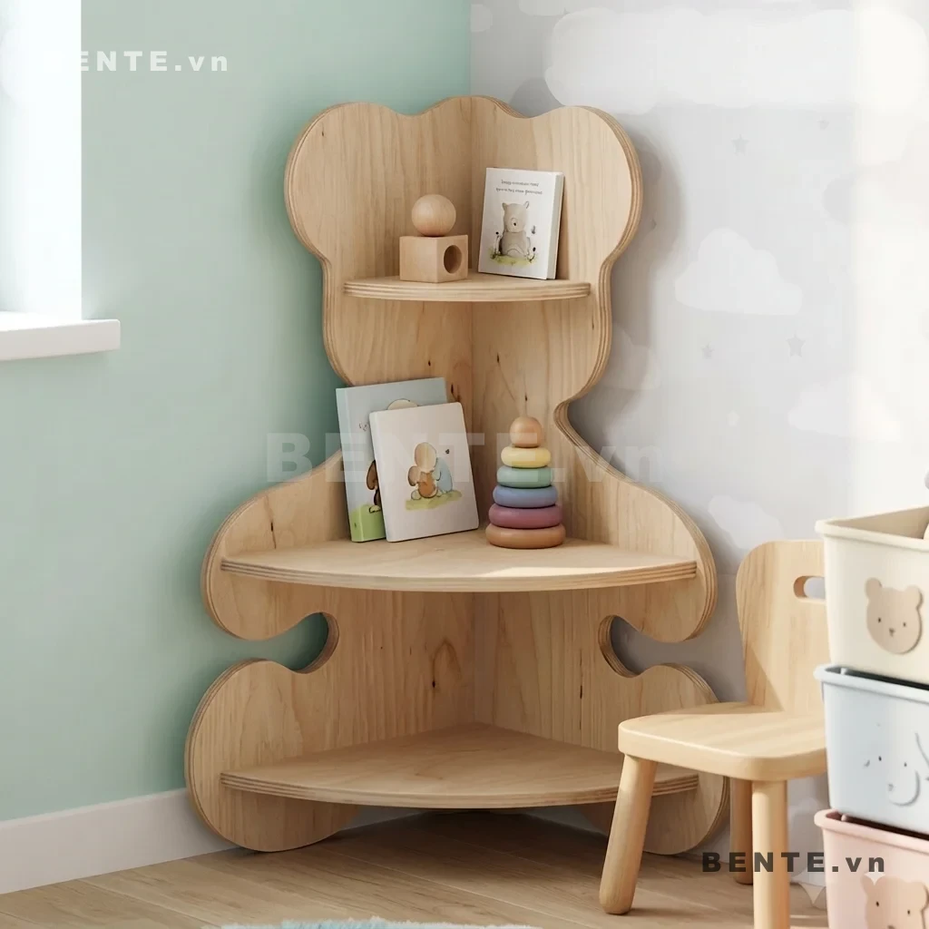 Kệ Sách Gỗ Trẻ Em Hình Con Gấu, 3 Tầng Mặt Kệ Bo Cong, Hông Tạo Hình Gấu, Lắp Ráp Đơn Giản - K72453, kệ sách gỗ trẻ em hình con gấu, kệ sách gấu 3 tầng, kệ sách trẻ em mặt kệ bo cong, kệ sách hông tạo hình gấu, kệ Montessori hình gấu, kệ đựng sách và đồ chơi hình gấu, kệ sách phòng bé 3 tầng, kệ gỗ trẻ em khung gấu, kệ sách trẻ em nhiều tầng bo cong, kệ gỗ hình gấu lắp ráp