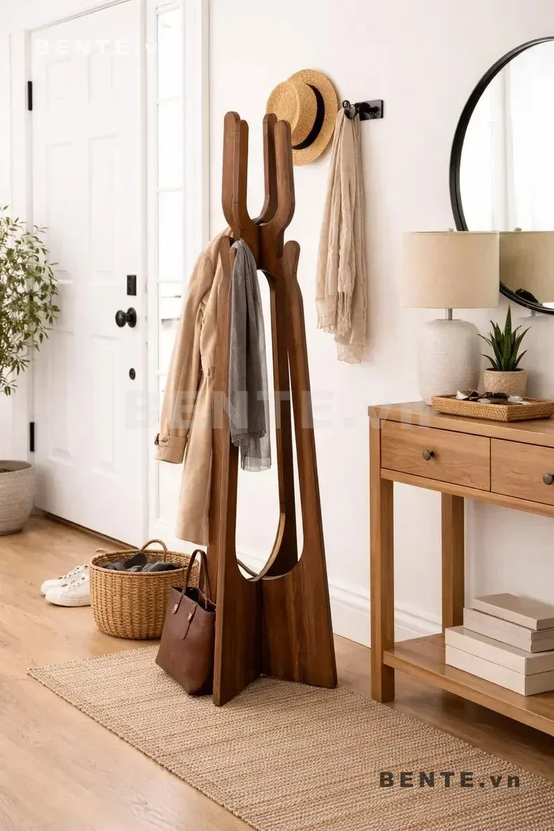 kệ treo đồ có khoảng rỗng giữa, cây treo áo khoác phòng ngủ