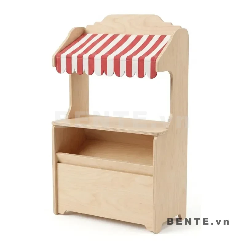 quầy Montessori mặt quầy mở, gian hàng mini cho bé có kệ