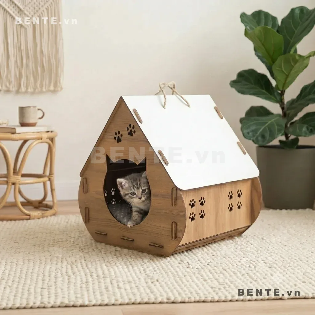 Nhà Gỗ Thú Cưng Hình Ngôi Nhà, Lắp Ráp Đơn Giản - H39174, nhà gỗ thú cưng cửa hình đầu mèo, nhà mèo họa tiết bàn chân, nhà ngủ mèo mái dốc có dây xách, nhà cho mèo cửa tai mèo, nhà thú cưng tay cầm hai bên, nhà mèo cửa sổ khoét bên hông, nhà gỗ cho mèo mái dốc, nhà ngủ mèo có dây xách, nhà mèo họa tiết chân mèo, nhà thú cưng lắp ráp hình ngôi nhà