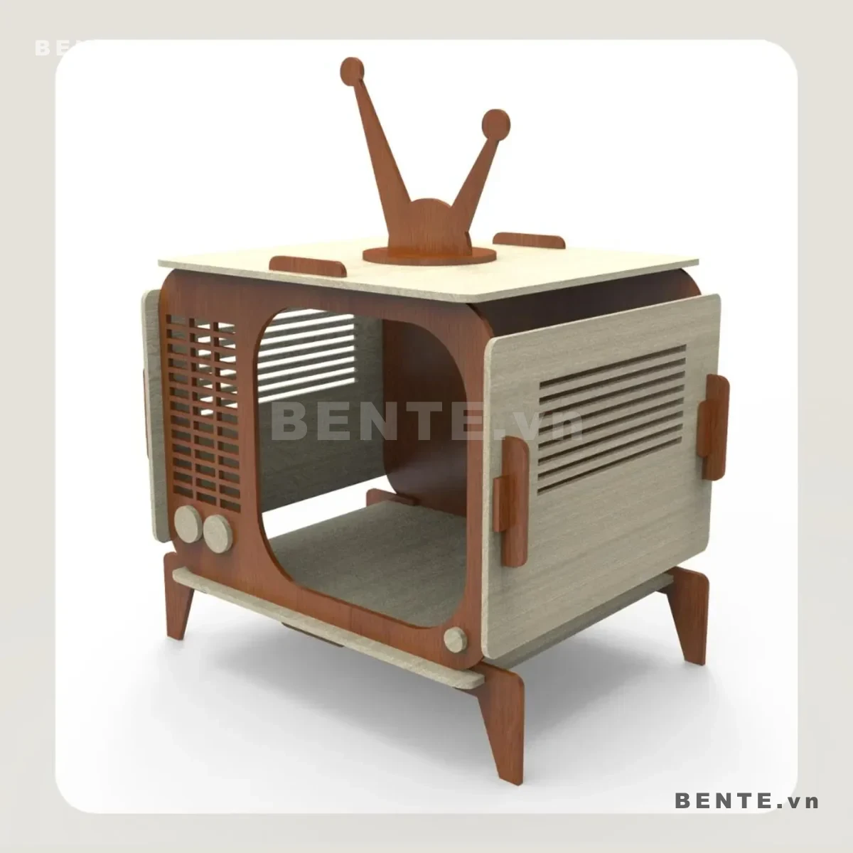 nhà thú cưng hình tivi 3D, nhà gỗ mèo lắp ráp hình tivi