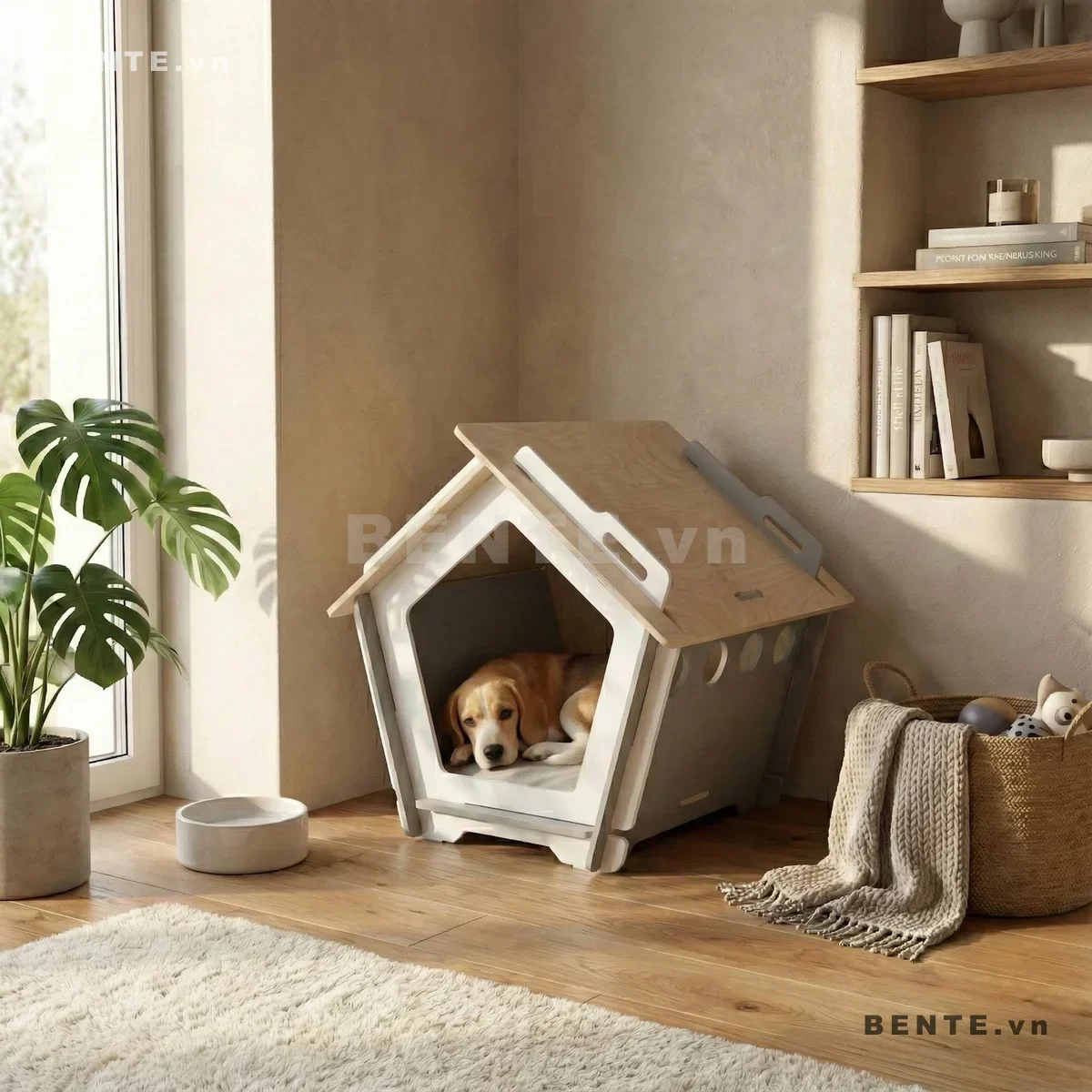 nhà ngủ mèo mái có tay vịn, nhà thú cưng lỗ tròn bên hông