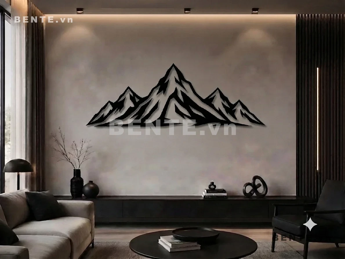 tranh gỗ thiên nhiên treo tường, tranh gỗ decor phong cảnh núi