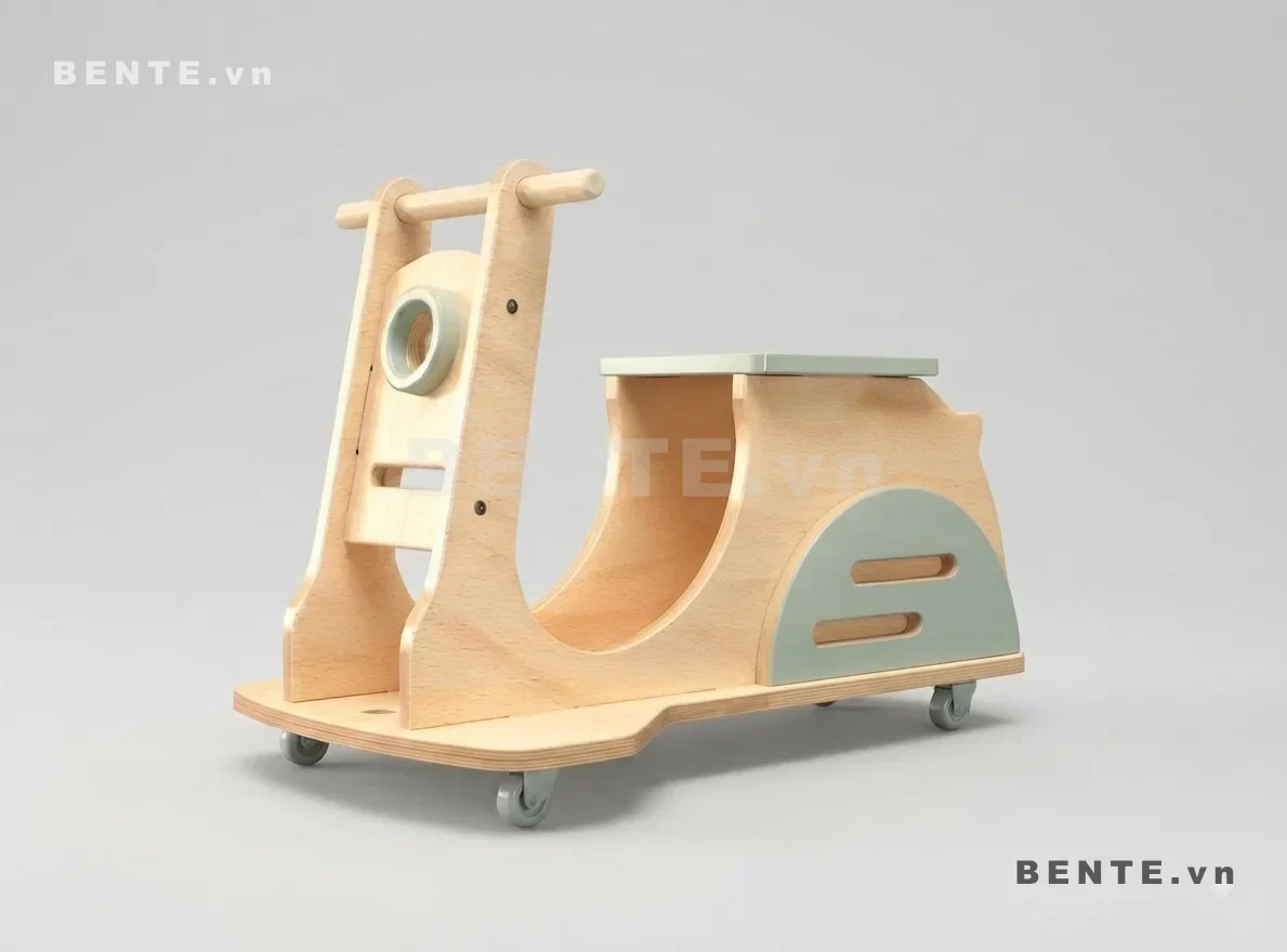 xe thăng bằng Montessori 4 bánh, xe đồ chơi trẻ em mảng hông khe cầm